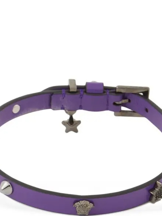 Versace Purple Leather Studded Bracelet Watch Strap